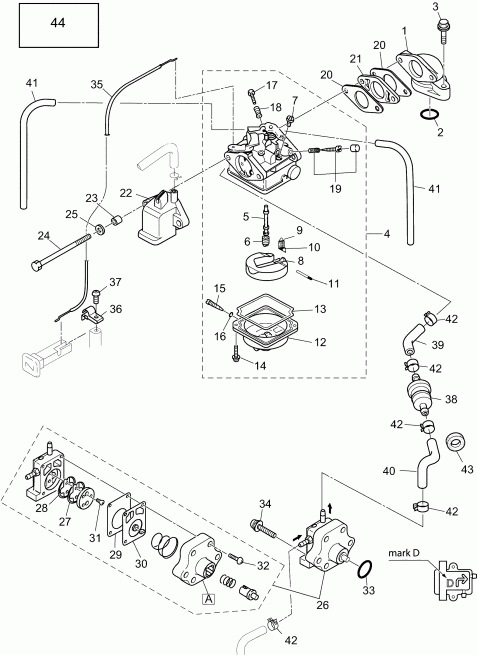 ��������� �������� ����� Evinrude B4RGL4ABA  - ���������� & ��������� ����� - carburetor & Fuel Pump