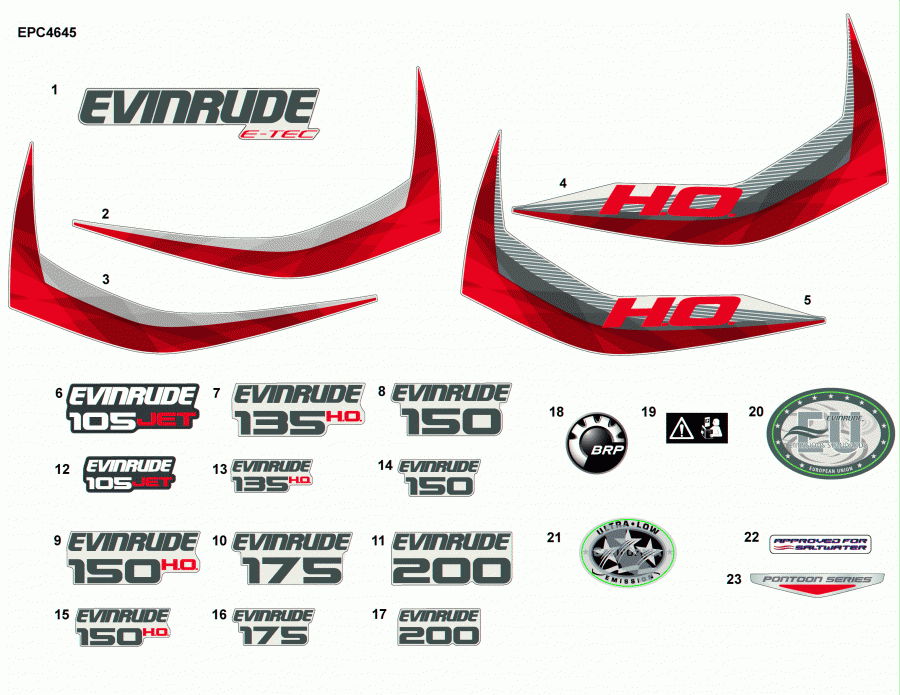 �������� ����� EVINRUDE E105DGJABF  - �������� / decals