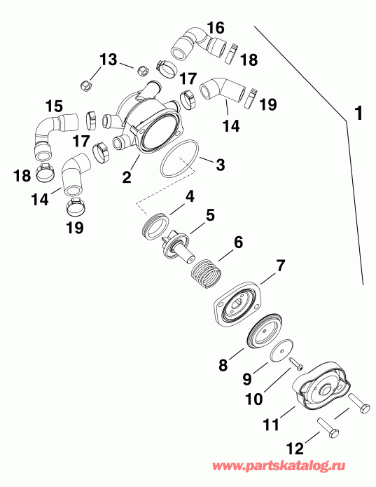 �������� ����� Evinrude E135DHLABA  - ������ ������ �������� ���� - water Pressure Relief Valve