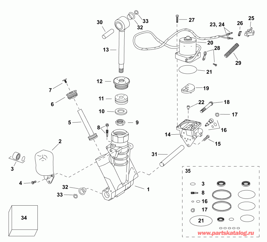 ����� EVINRUDE E150DBXABB  - trim & Tilt Hydraulic Assembly - All V6 & 25 In. V4 Models / trim & Tilt Hydraulic Assembly - All V6 & 25 ���� V4 Models