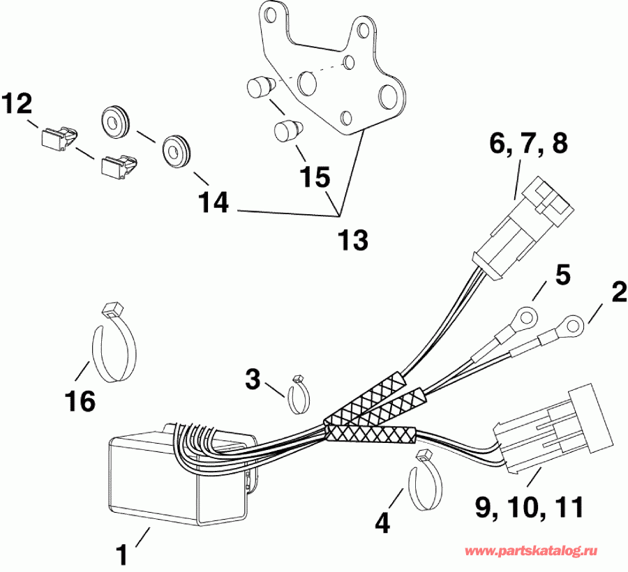 �������� ��������� ����� EVINRUDE E15HTGLABB  - trim & Tilt Relay - trim & Tilt ����