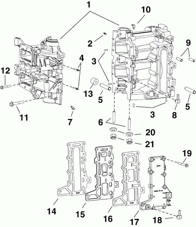   EVINRUDE E15HTSLABA  - cylinder & Crankcase