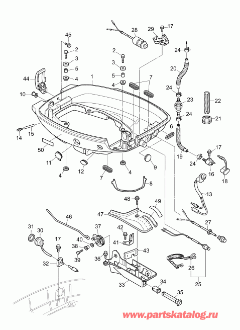�������� ����� Evinrude E15TEG4ABA  - ������ ������ ��������� / lower Engine Cover