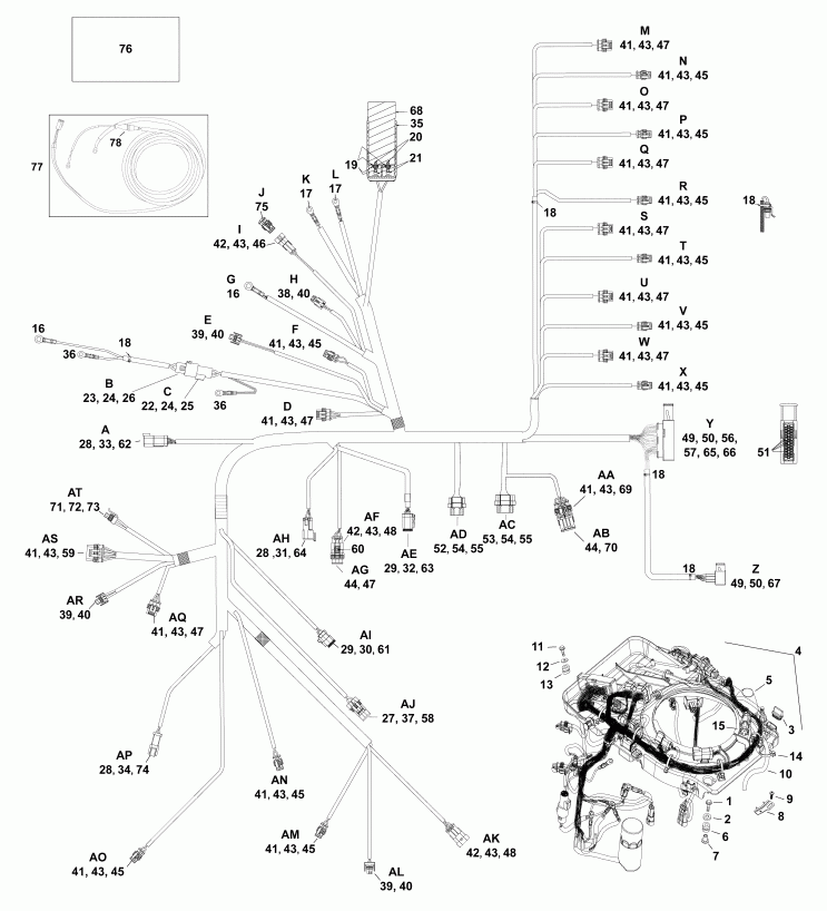 ��������� �������� ����� Evinrude E175DCXABA  - electrical Harness - ��������� - ���� ��������