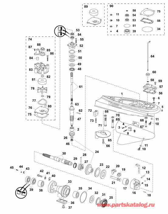  Evinrude E175DGLABG  - gearcase, O-type
