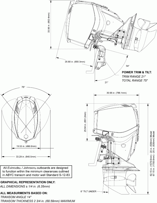    Evinrude E175DPXABG  - profile Drawing /  