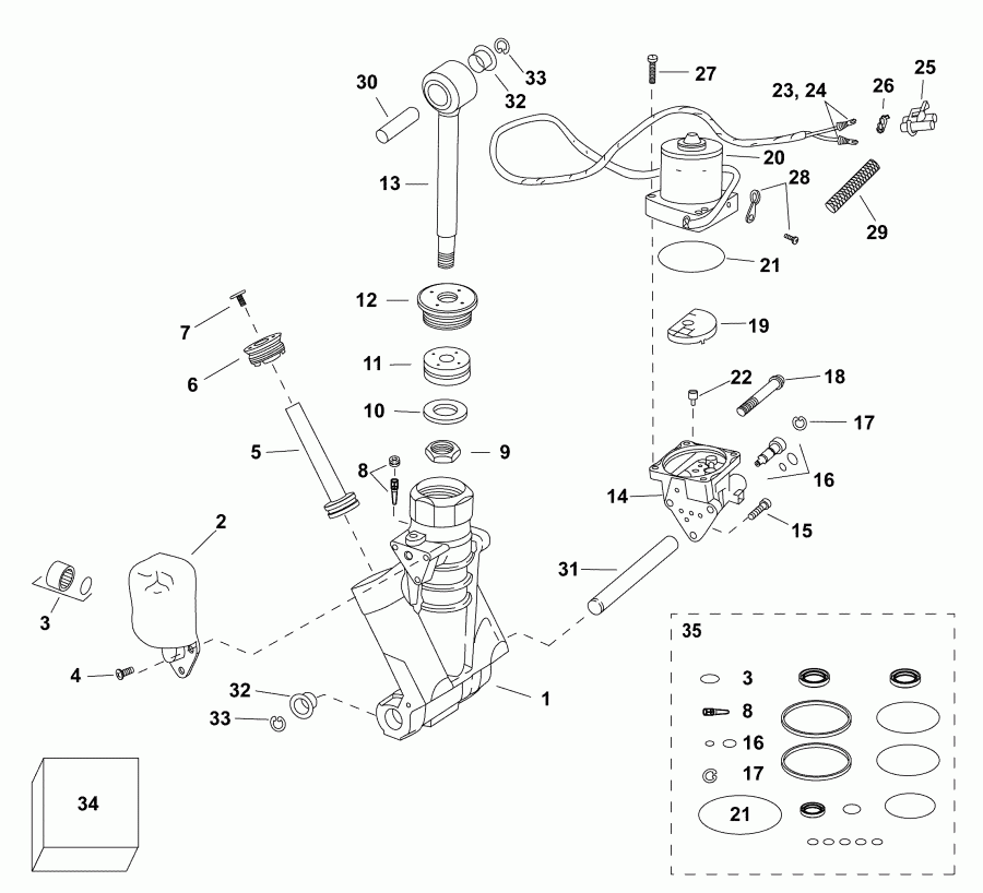   Evinrude E200DGLABF  - trim & Tilt Hydraulic Assembly - All V6 & 25 In. V4 Models - trim & Tilt Hydraulic Assembly - All V6 & 25  V4 Models