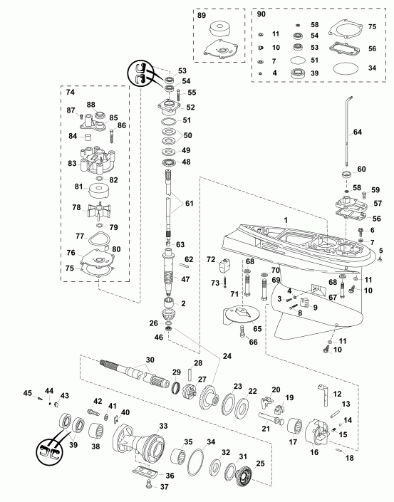 ����� Evinrude E200DSLABG  - ��������, O-type - gearcase, O-type