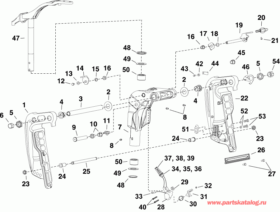 ��������� �������� ����� Evinrude E25DTSLABA  - ���������� ��������� - Dpl, Dps, Dtl, Dts / swivel Bracket - Dpl, Dps, Dtl, Dts