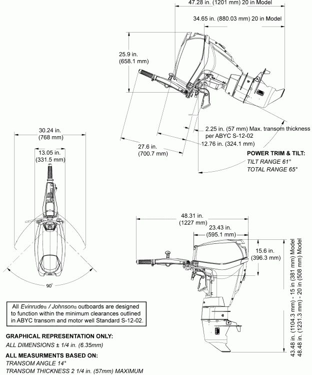   EVINRUDE E25GTELABF  - Manual Tilt, Tiller Steer