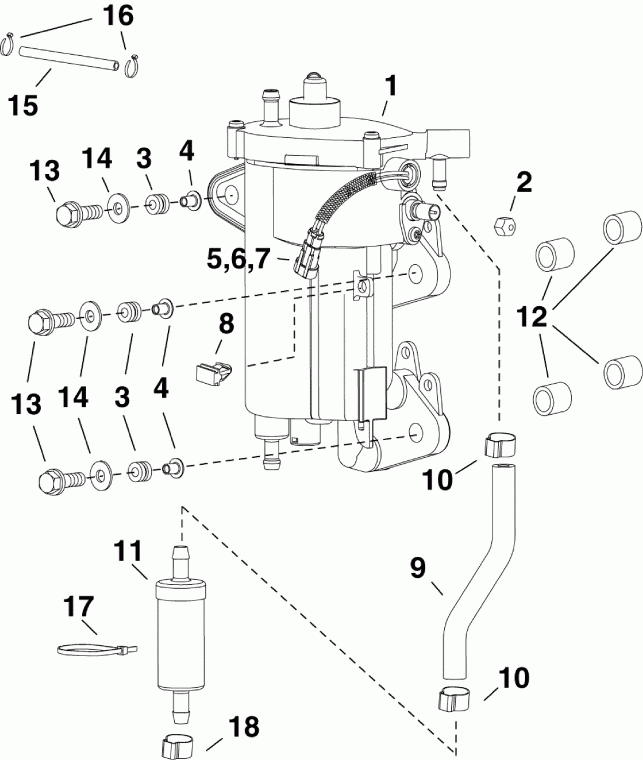 ��������� ��������� Evinrude E25GTELABF  - ��������� ����� & �������������� / fuel Pump & Vapor Separator
