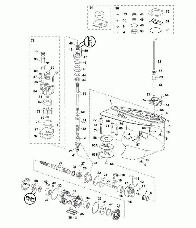  Evinrude E300DSLABB  - , M2-type - gearcase, M2-type