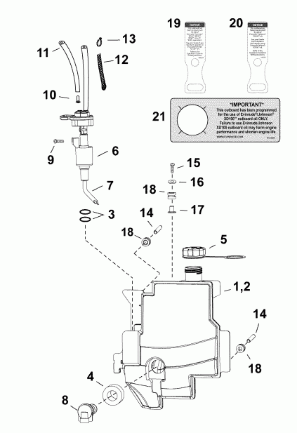 ����� EVINRUDE E30DTELABB  - oil Tank & Pump - �������� ��� & �����