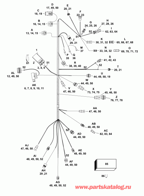 ��������� �������� ����� Evinrude E55MJRLABF  - electrical Harness - ��������� - ���� ��������