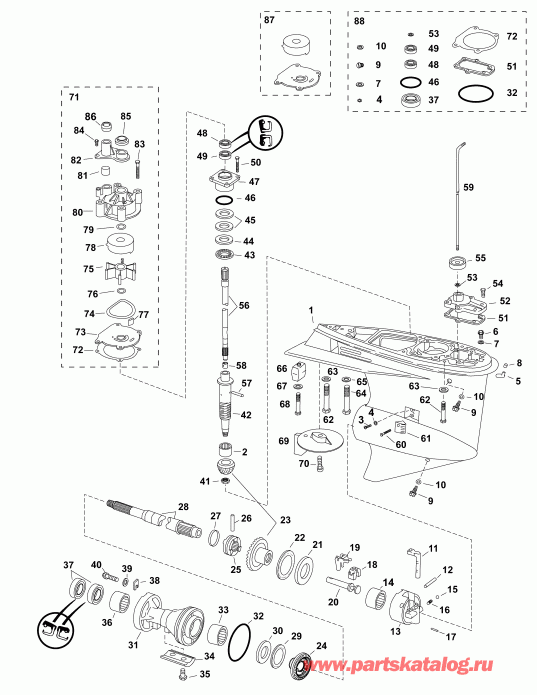    EVINRUDE E75DSLABA  - , (0.50 Ratio) S-type - gearcase, (0.50 Ratio) S-type