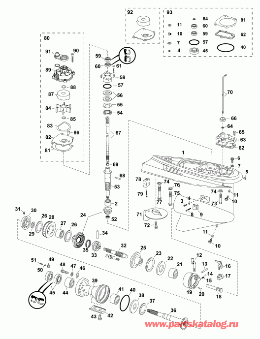   E115DCXAFG  - gearcase, O-type, Counter Rotation
