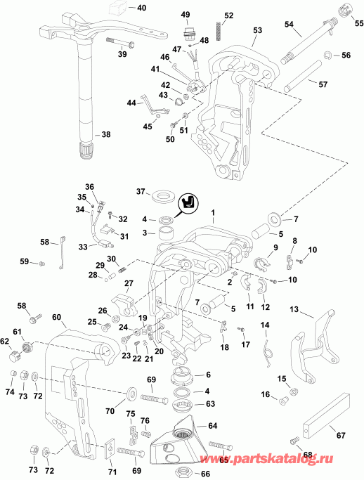 ��������� ��������� EVINRUDE E115DGXAFH  - ���������� ��������� / swivel Bracket