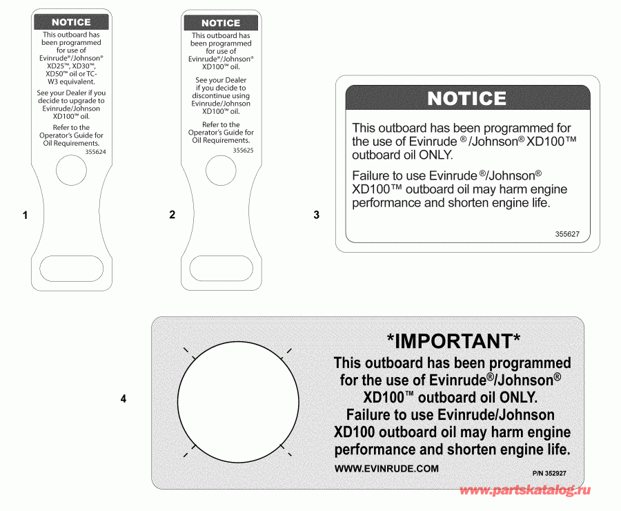 �������� ����� EVINRUDE E115SNLAFA  - oil Tags & Labels / oil Tags & ��������