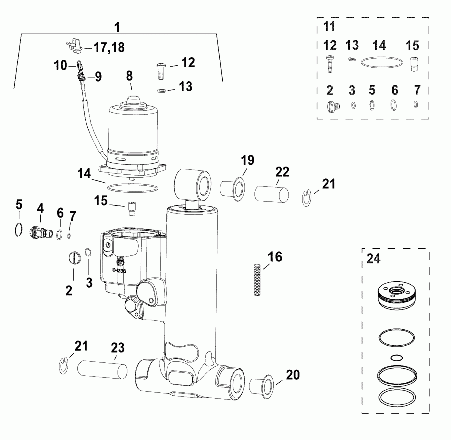 ��������� ����� EVINRUDE E130DGLAFH  - trim & Tilt Hydraulic Assembly 20 In Models