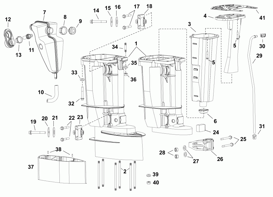 ��������� �������� ����� EVINRUDE E25DPSLAFB  - exhaust Housing - ���������� �������