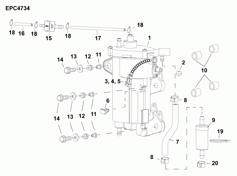 ��������� �������� ����� Evinrude E30MRLAFB  - fuel Pump & Vapor Separator