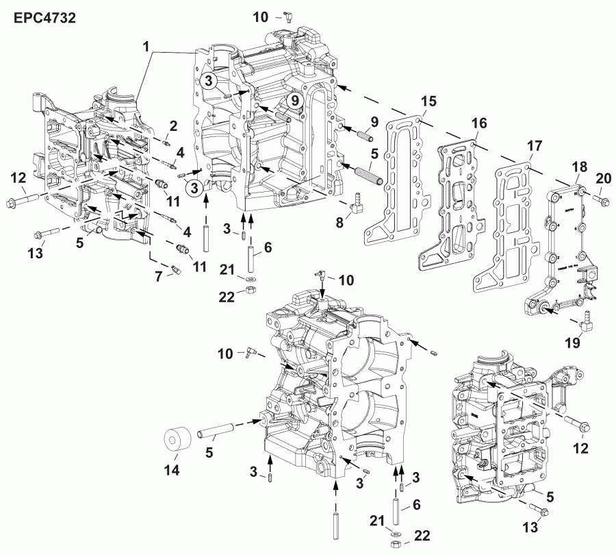  EVINRUDE E30MRLAFB  - cylinder & Crankcase