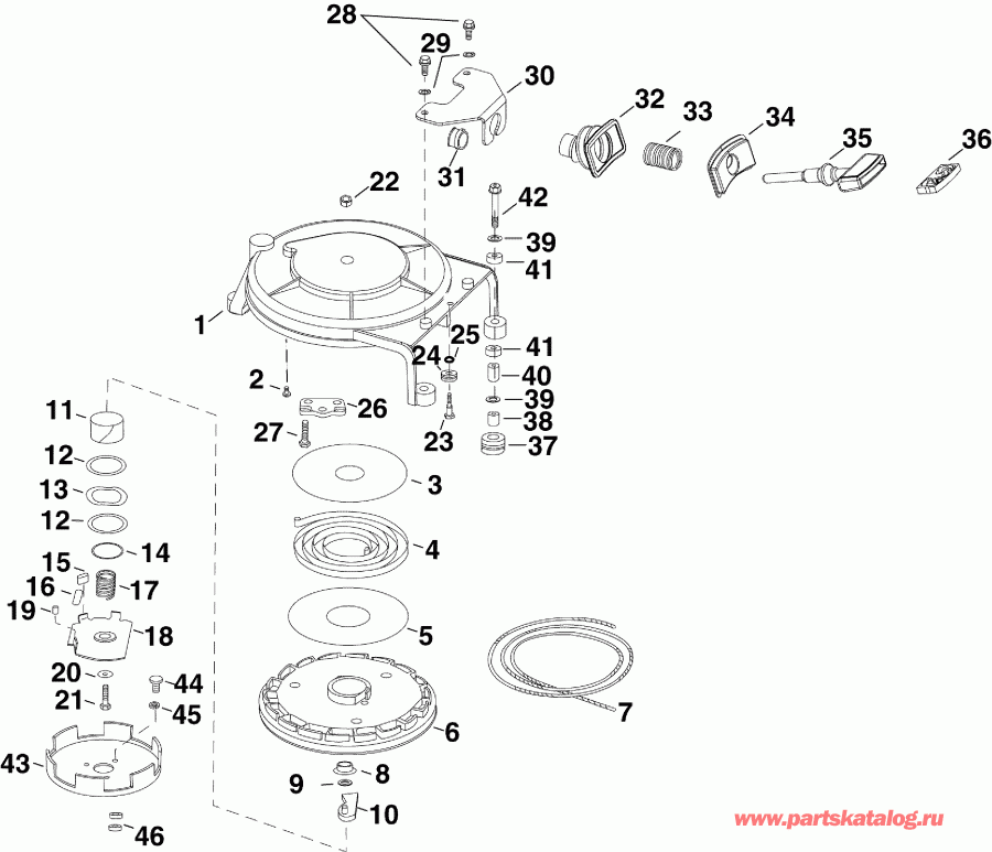 �������� ����� Evinrude E55MRLAFB  - ���������� ������� / recoil Starter