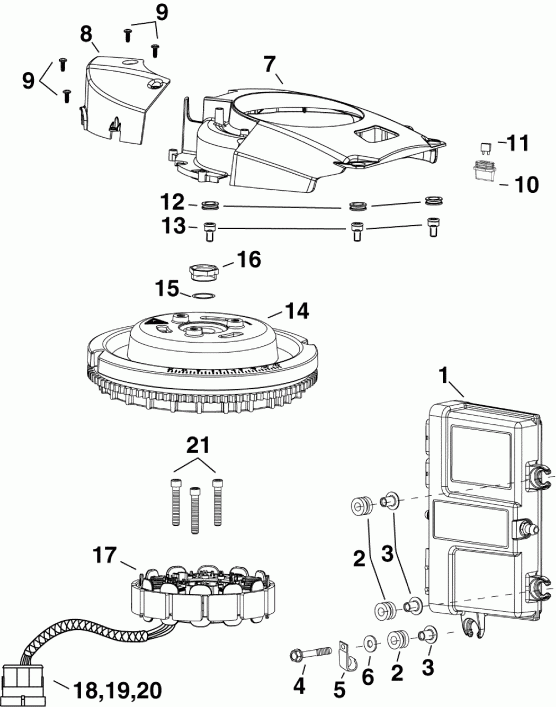 ��������� �������� ����� ������� E65GNLAFA  - emm, Stator, Flywheel / emm, ������, �������