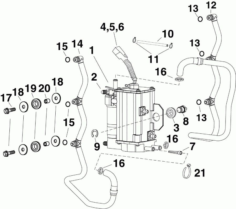    Evinrude E65SNLAFA  -   &  - fuel Pump & Vapor Separator