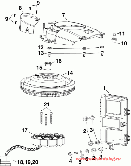 ��������� ����� EVINRUDE E90DGXAFA  - emm, Stator, Flywheel - emm, ������, �������