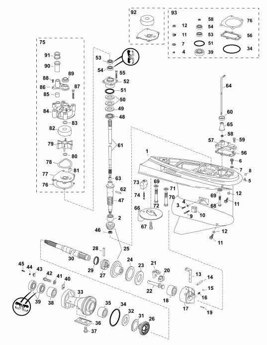  Evinrude E90DGXAFC  - , (0.44 Ratio) O-type