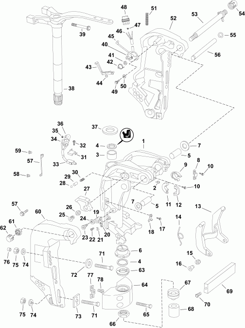   Evinrude E90GLAFA  - swivel Bracket /  