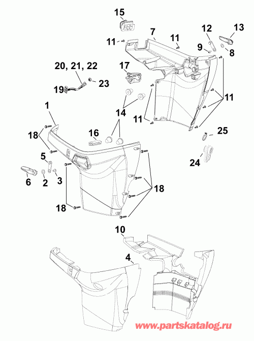 �������� ��������� ����� Evinrude E90SLAFA  - lower Engine Cover / ������ ������ ���������