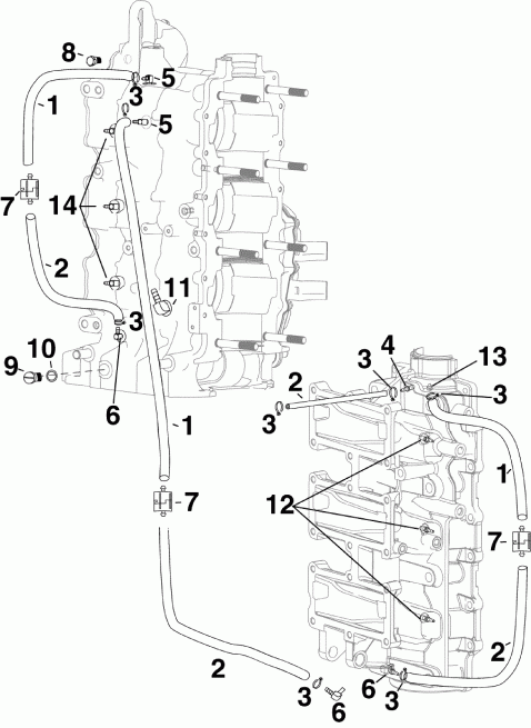 ��������� �������� ����� Evinrude E90SNLAFC  - oil Recirculation System