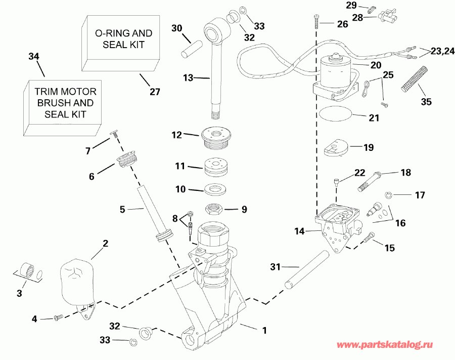 ��������� �������� ����� Evinrude E115DBXIIB  - im & Tilt Hydraulic Assembly