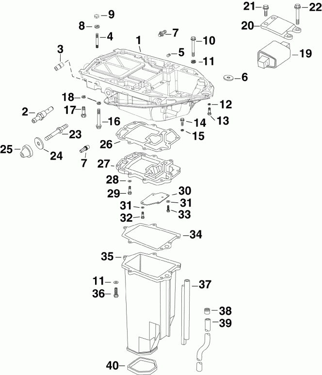 ��������� ��������� EVINRUDE E225DCXIID  - haust ������ Inner - haust Housing Inner