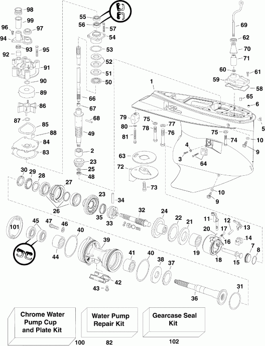    EVINRUDE E225DCXIID  - ype, Counter Rotation / ype,  