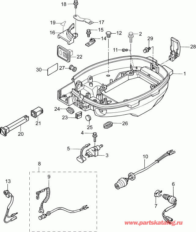 ��������� EVINRUDE B10EL4INS  - lower Engine Cover / ������ ������ ���������