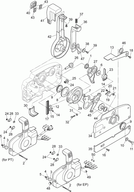 ��������� ��������� EVINRUDE B10RL4INS  - side Mount Remote Control - ������ ����� ������������� ����������