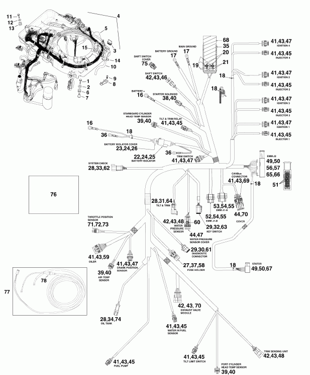  Evinrude E115DHXINA  - ectrical   - ectrical Harness