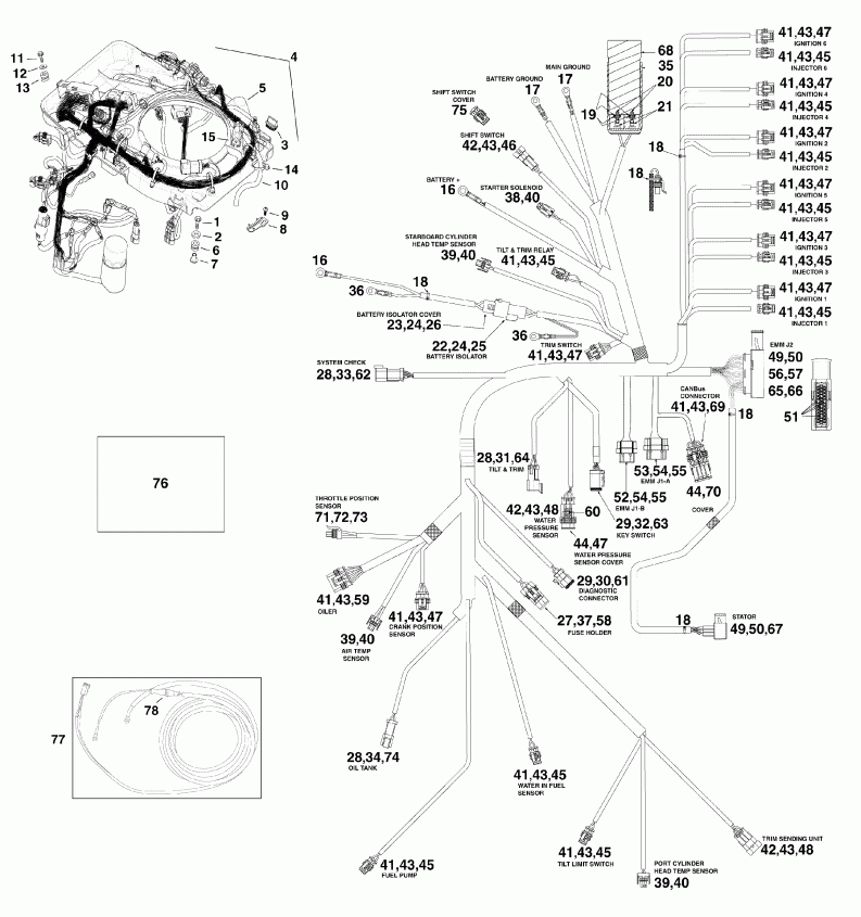   Evinrude E175DCXINE  - ectrical Harness - ectrical  