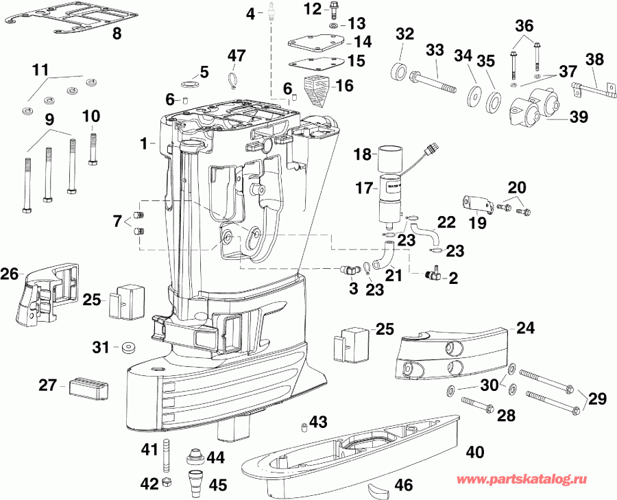 ����� EVINRUDE E60DPLINC  - haust Housing