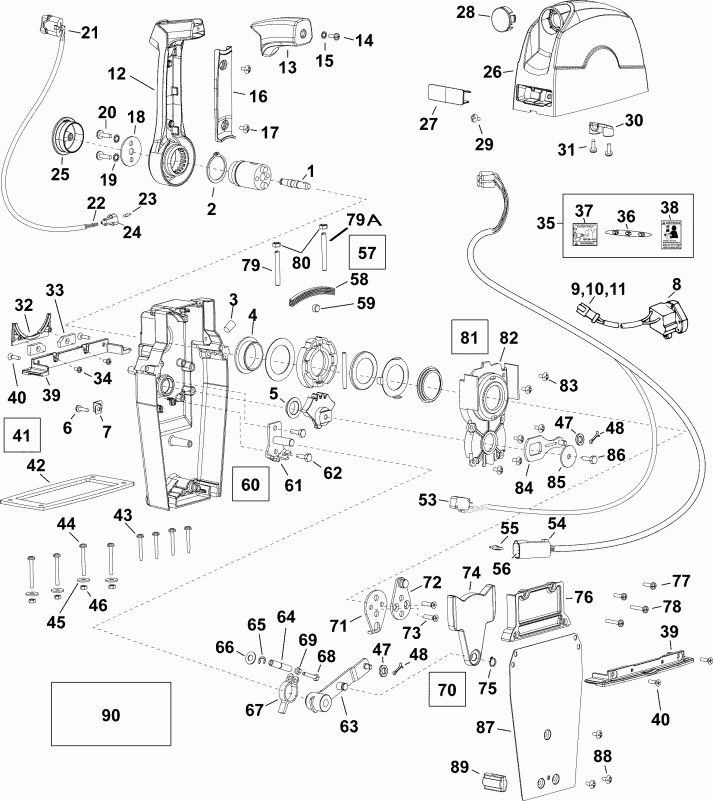 Evinrude B10EL4AAB  - binnacle Mount Remote Control - binnacle ��������� ������������� ����������