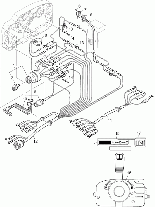 ��������� ����� EVINRUDE B15PL4AAA  - side Mount Control (electrical) / ������ ����� ���������� (���������)