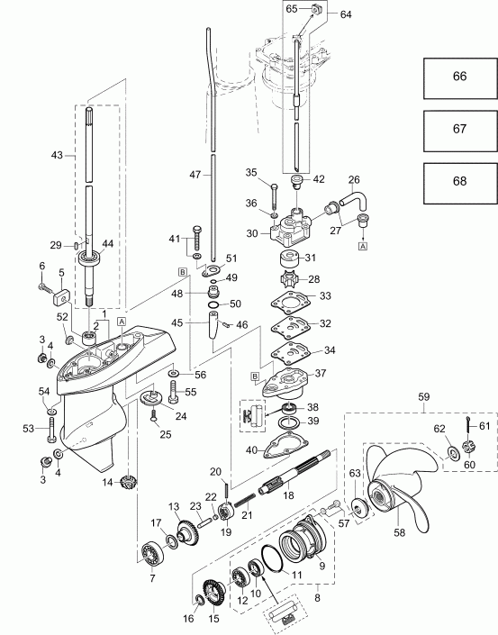 ����� Evinrude B4RL4AAB  - �������� - gearcase