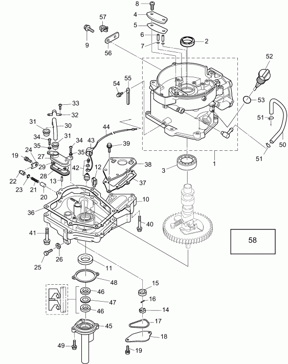 ��������� �������� ����� EVINRUDE B6R4AAA  - ������� & ������ ��������� / cylinder & Crankcase