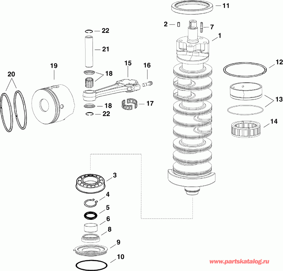    Evinrude DE150PXAAC  -  &  / crankshaft & Pistons