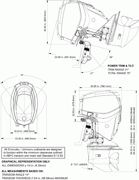 ��������� ��������� EVINRUDE E115DHXAAA  - ������� ������� - profile Drawing