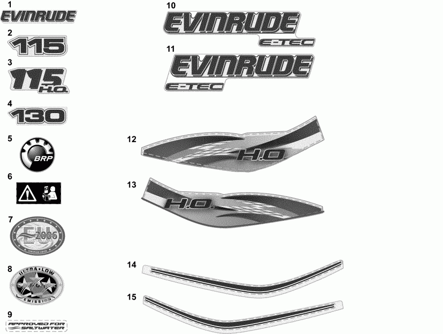    Evinrude E130DCXAAA  -  -  - decals - White