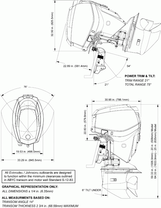  EVINRUDE E130DPXAAB  - profile Drawing -  